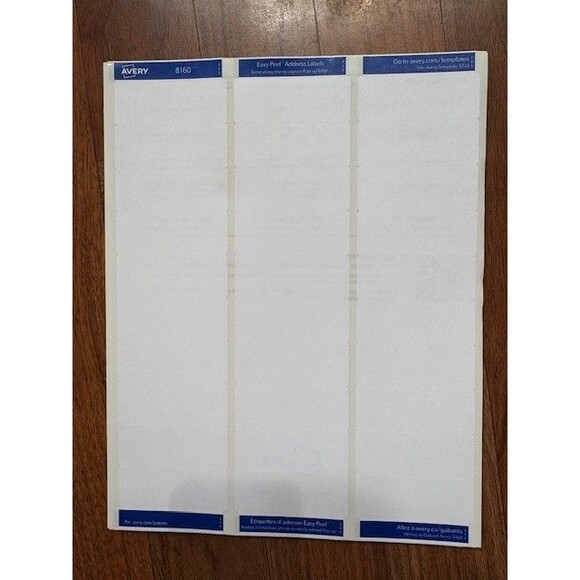 Avery 8460 & 8160 Address Labels 240 Labels 1" x 2 5/8" - Picture 5 of 9
